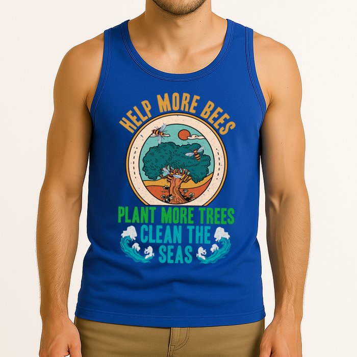 Save The Bees Trees And Oceans Earth Day Meaningful Gift Tank Top
