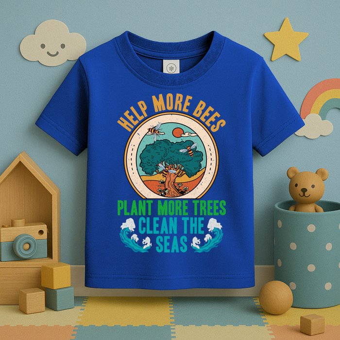 Save The Bees Trees And Oceans Earth Day Meaningful Gift Toddler T-Shirt