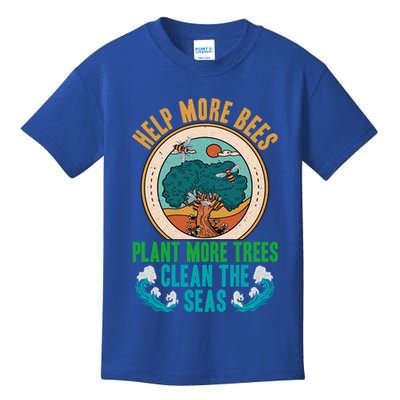 Save The Bees Trees And Oceans Earth Day Meaningful Gift Kids T-Shirt