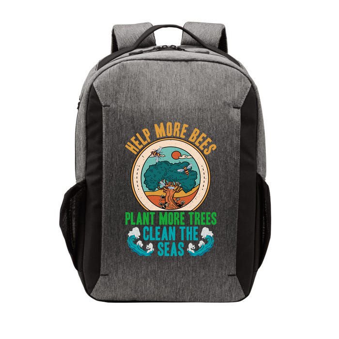 Save The Bees Trees And Oceans Earth Day Meaningful Gift Vector Backpack