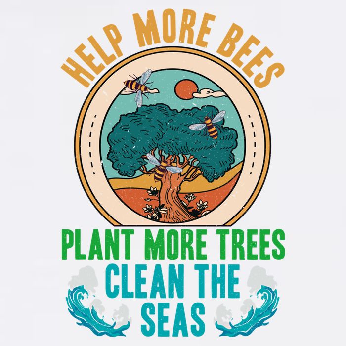 Save The Bees Trees And Oceans Earth Day Meaningful Gift Garment-Dyed Sweatshirt
