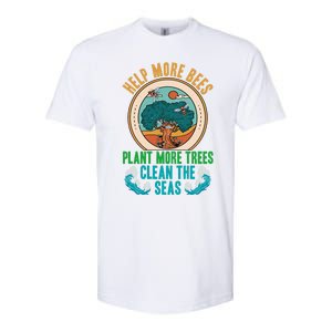 Save The Bees Trees And Oceans Earth Day Meaningful Gift Softstyle CVC T-Shirt