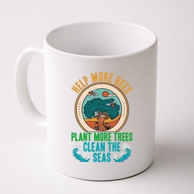 Save The Bees Trees And Oceans Earth Day Meaningful Gift Coffee Mug