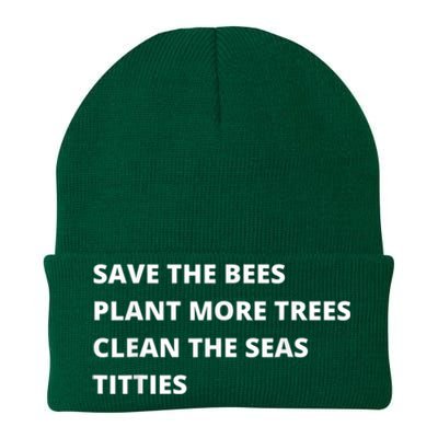 Save The Bees Plant More Trees Clean The Seas Titties Knit Cap Winter Beanie