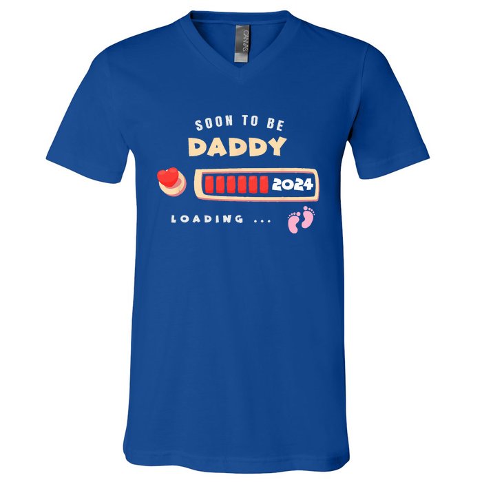 Soon To Be Daddy Pregnancy Announcement Est. 2024 Loading V-Neck T-Shirt