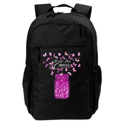 stronger than breast cancer awareness pink ribbon butterfly Daily Commute Backpack