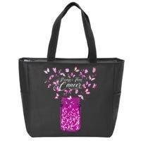 stronger than breast cancer awareness pink ribbon butterfly Zip Tote Bag