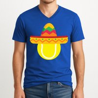 Sombrero Tennis Ball Cinco De Mayo Tennis Player Gift V-Neck T-Shirt