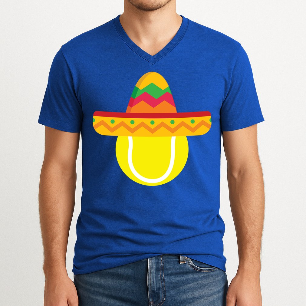Sombrero Tennis Ball Cinco De Mayo Tennis Player Gift V-Neck T-Shirt