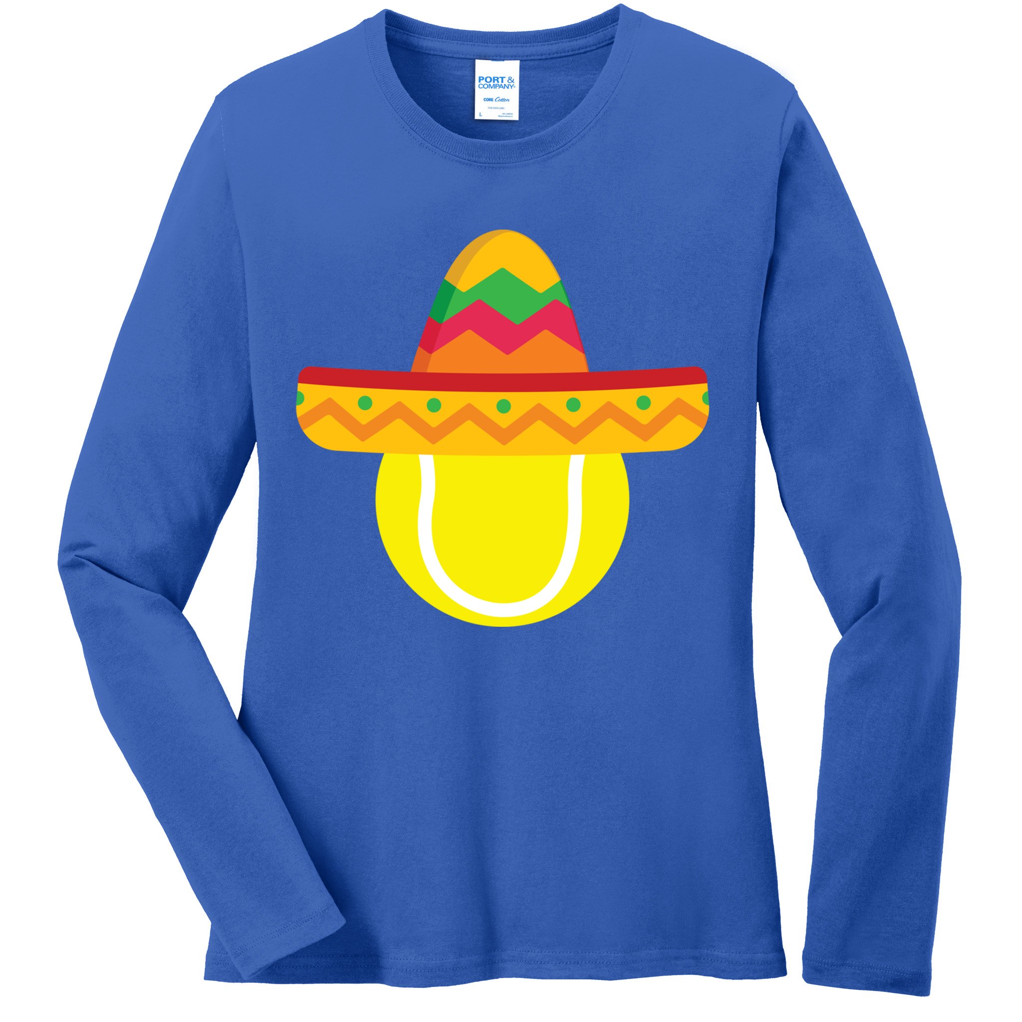 Sombrero Tennis Ball Cinco De Mayo Tennis Player Gift Ladies Long Sleeve Shirt