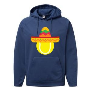 Sombrero Tennis Ball Cinco De Mayo Tennis Player Gift Performance Fleece Hoodie