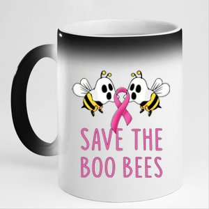 Save The Boo Bees Breast Cancer Awareness Boo Bees Halloween Cute Gift 11oz Black Color Changing Mug