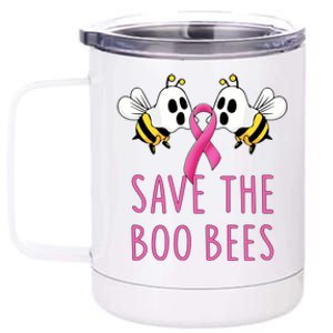 Save The Boo Bees Breast Cancer Awareness Boo Bees Halloween Cute Gift 12 oz Stainless Steel Tumbler Cup