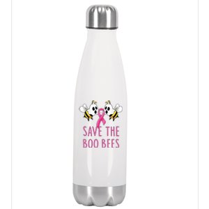 Save The Boo Bees Breast Cancer Awareness Boo Bees Halloween Cute Gift Stainless Steel Insulated Water Bottle