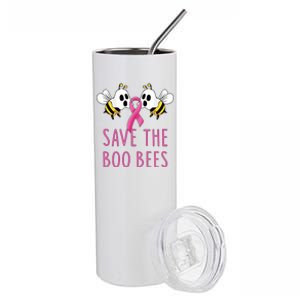 Save The Boo Bees Breast Cancer Awareness Boo Bees Halloween Cute Gift Stainless Steel Tumbler