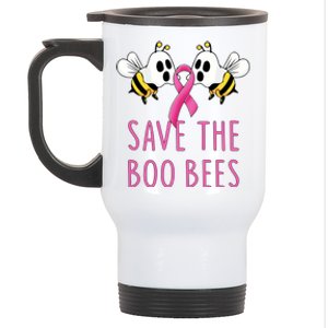 Save The Boo Bees Breast Cancer Awareness Boo Bees Halloween Cute Gift Stainless Steel Travel Mug