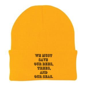 Save The Bees Trees And Seas Climate Change Gift Knit Cap Winter Beanie