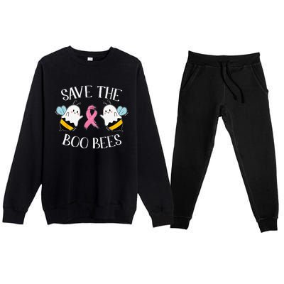 Save The BooBees Lazy Halloween Costume Breast Cancer Premium Crewneck Sweatsuit Set