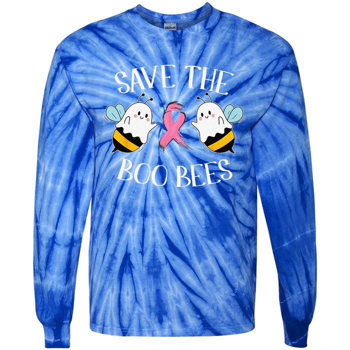 Save The BooBees Lazy Halloween Costume Breast Cancer Tie-Dye Long Sleeve Shirt