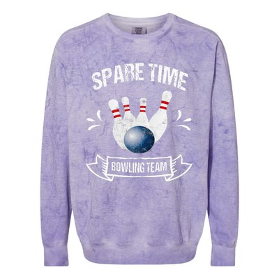 Spare Time Bowling Team Funny Bowling Colorblast Crewneck Sweatshirt