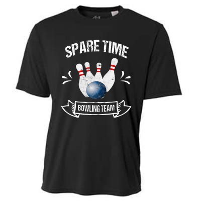 Spare Time Bowling Team Funny Bowling Cooling Performance Crew T-Shirt