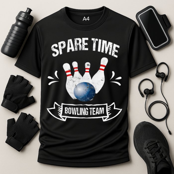 Spare Time Bowling Team Funny Bowling Cooling Performance Crew T-Shirt
