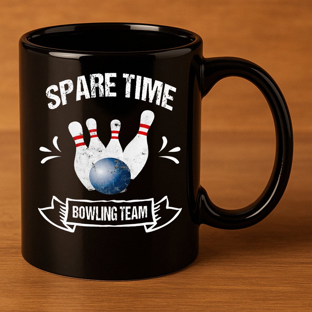 Spare Time Bowling Team Funny Bowling 11oz C Handle Ceramic Mug