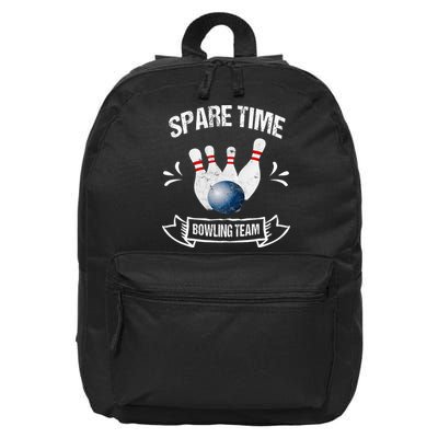 Spare Time Bowling Team Funny Bowling 16 in Basic Backpack