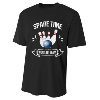 Spare Time Bowling Team Funny Bowling Performance Sprint T-Shirt