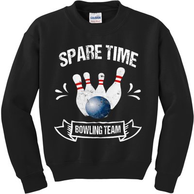 Spare Time Bowling Team Funny Bowling Kids Sweatshirt