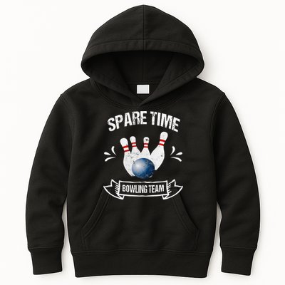 Spare Time Bowling Team Funny Bowling Kids Hoodie