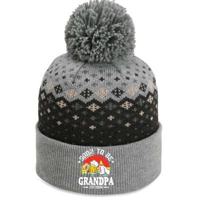 Soon To Be Grandpa 2024 Retro Pregnancy Announcement Dad The Baniff Cuffed Pom Beanie