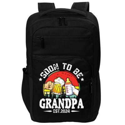 Soon To Be Grandpa 2024 Retro Pregnancy Announcement Dad Impact Tech Backpack