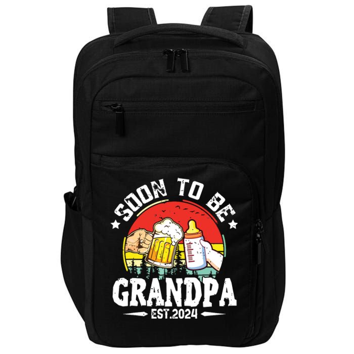 Soon To Be Grandpa 2024 Retro Pregnancy Announcement Dad Impact Tech Backpack