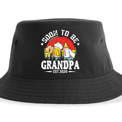 Soon To Be Grandpa 2024 Retro Pregnancy Announcement Dad Sustainable Bucket Hat