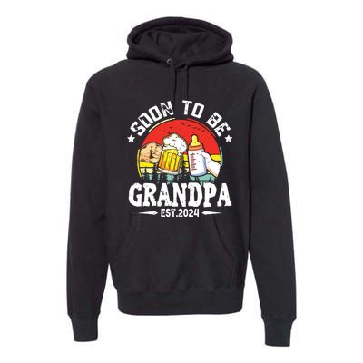 Soon To Be Grandpa 2024 Retro Pregnancy Announcement Dad Premium Hoodie