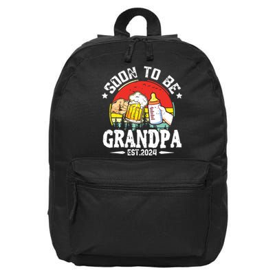 Soon To Be Grandpa 2024 Retro Pregnancy Announcement Dad 16 in Basic Backpack