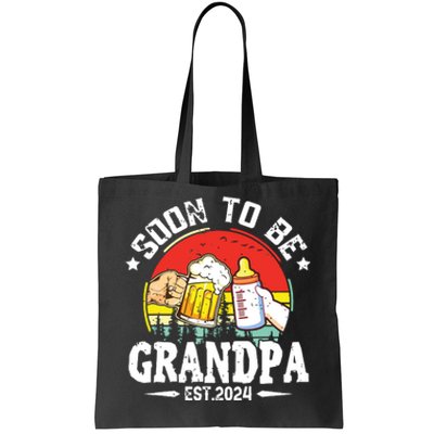 Soon To Be Grandpa 2024 Retro Pregnancy Announcement Dad Tote Bag