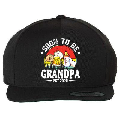 Soon To Be Grandpa 2024 Retro Pregnancy Announcement Dad Wool Snapback Cap