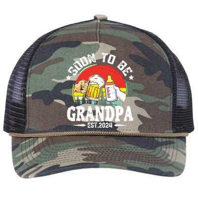 Soon To Be Grandpa 2024 Retro Pregnancy Announcement Dad Retro Rope Trucker Hat Cap