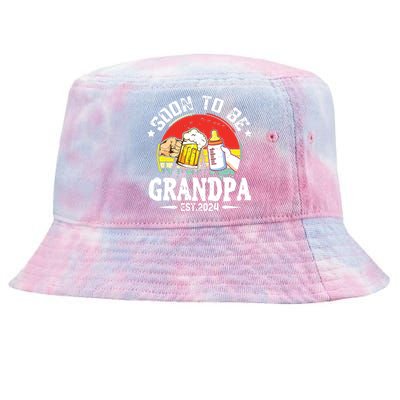 Soon To Be Grandpa 2024 Retro Pregnancy Announcement Dad Tie-Dyed Bucket Hat