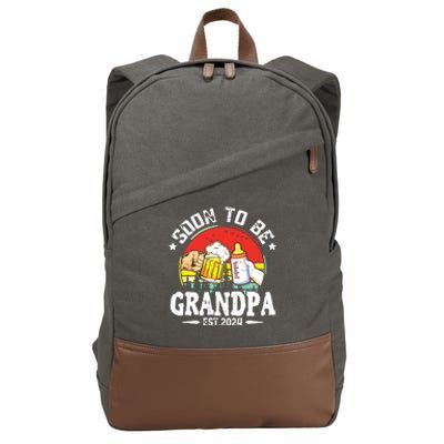 Soon To Be Grandpa 2024 Retro Pregnancy Announcement Dad Cotton Canvas Backpack