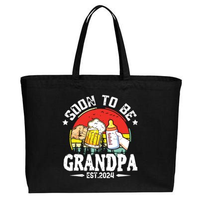 Soon To Be Grandpa 2024 Retro Pregnancy Announcement Dad Cotton Canvas Jumbo Tote