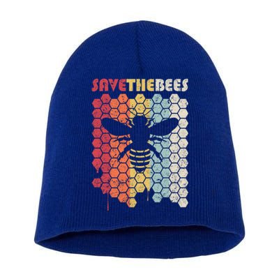 Save The Bees Retro Climate Change Great Gift Short Acrylic Beanie