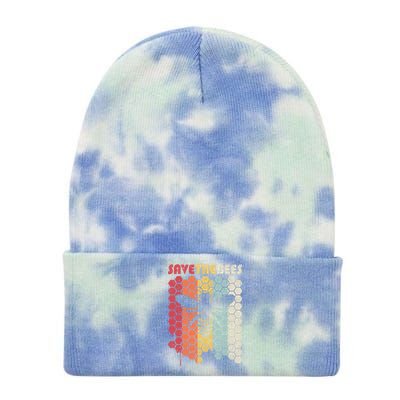 Save The Bees Retro Climate Change Great Gift Tie Dye 12in Knit Beanie