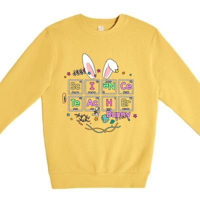 Science Teacher Bunny Periodic Table Chemistry Elements Easter Cute Bunny Premium Crewneck Sweatshirt