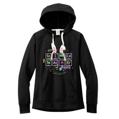 Science Teacher Bunny Periodic Table Chemistry Elements Easter Cute Bunny Women's Fleece Hoodie