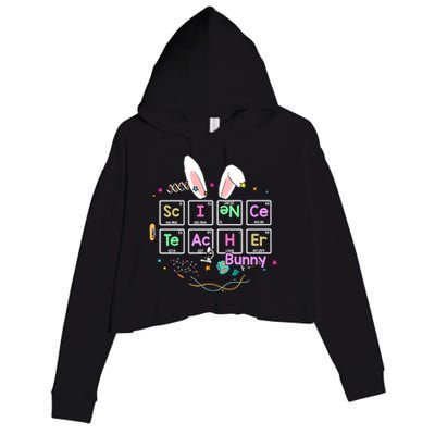 Science Teacher Bunny Periodic Table Chemistry Elements Easter Cute Bunny Crop Fleece Hoodie