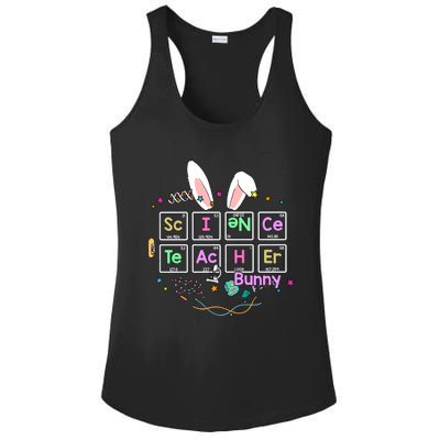 Science Teacher Bunny Periodic Table Chemistry Elements Easter Cute Bunny Ladies PosiCharge Competitor Racerback Tank