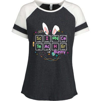 Science Teacher Bunny Periodic Table Chemistry Elements Easter Cute Bunny Enza Ladies Jersey Colorblock Tee